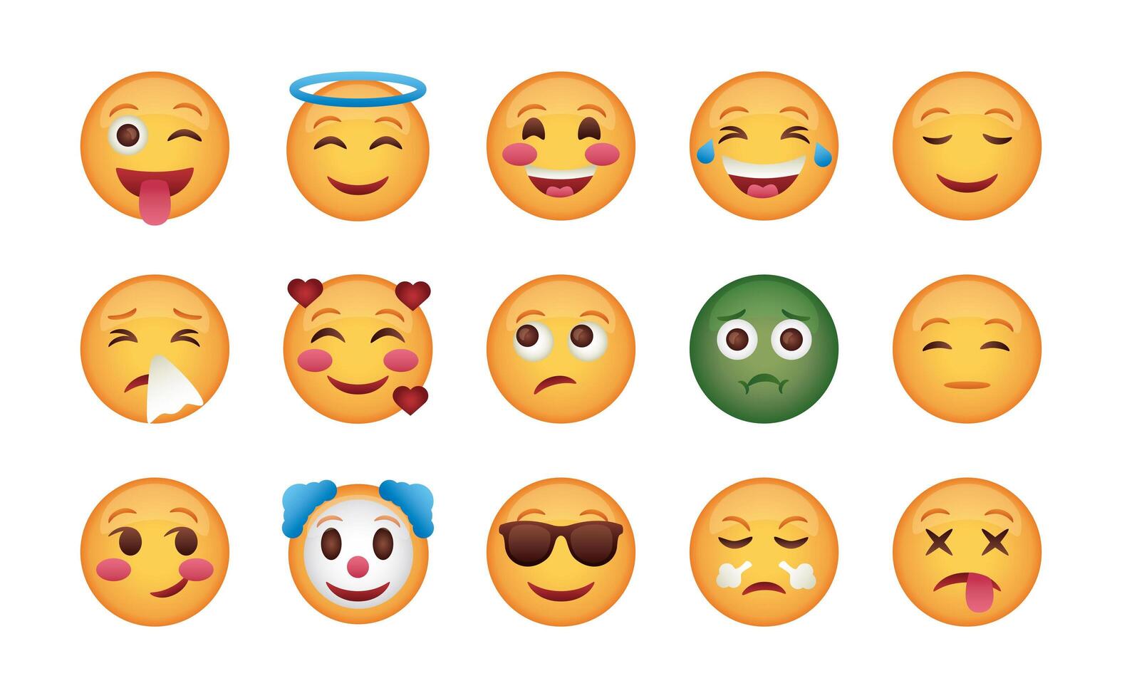 conjunto de ícones de conjuntos de rostos de emojis vetor