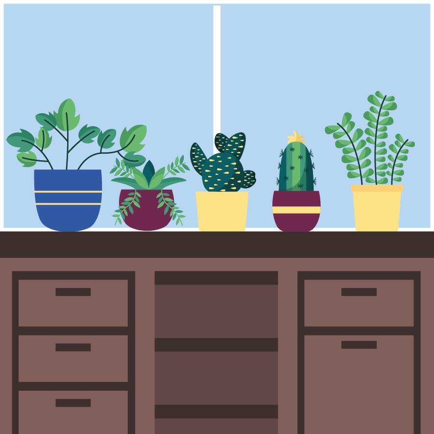 Plantas de casa isoladas dentro de vasos de desenho vetorial vetor