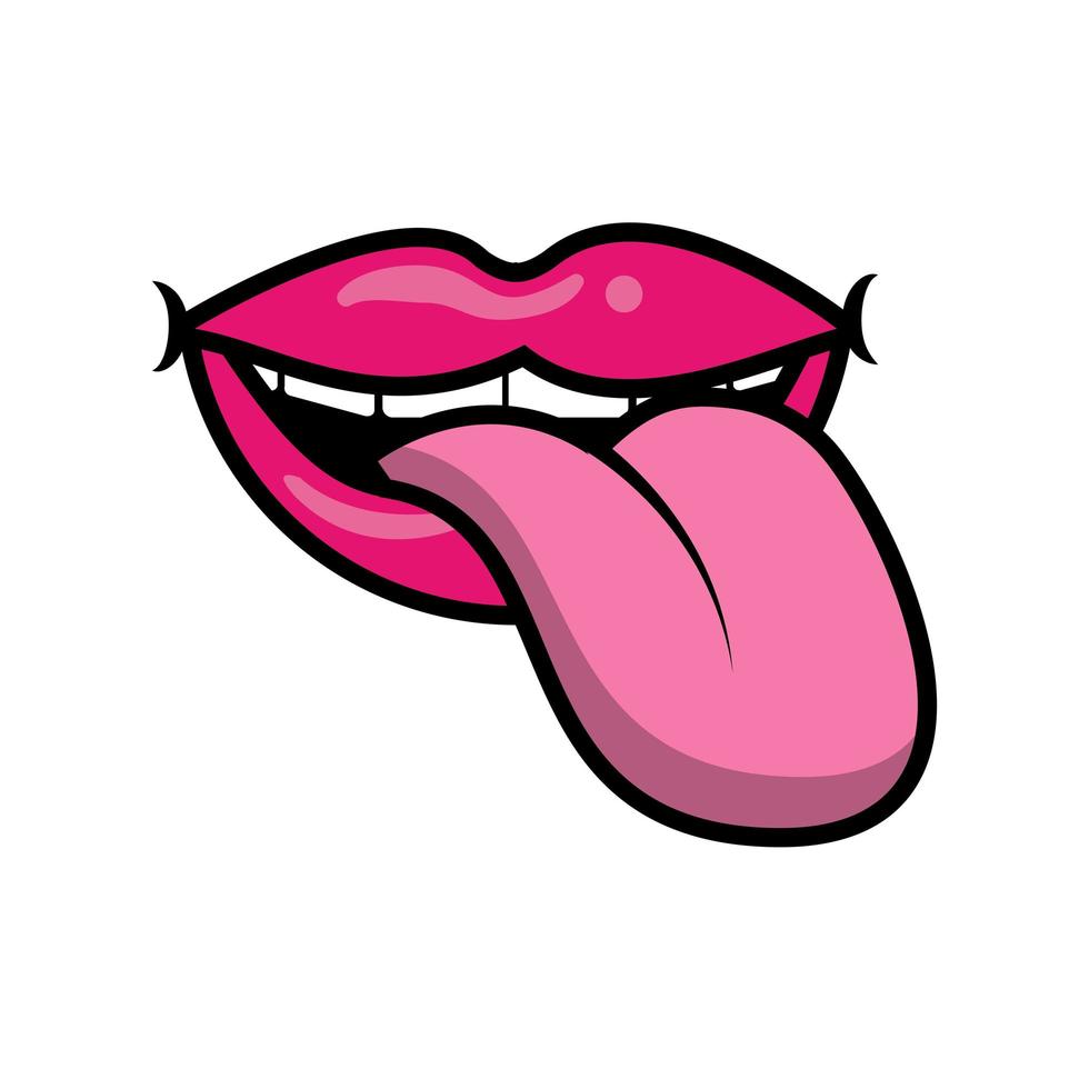 ícone de estilo pop art com língua para fora vetor