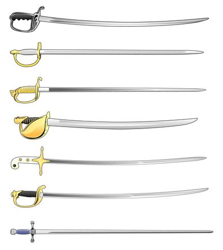 Espada de espada militar e sabre conjunto ilustração vetorial vetor