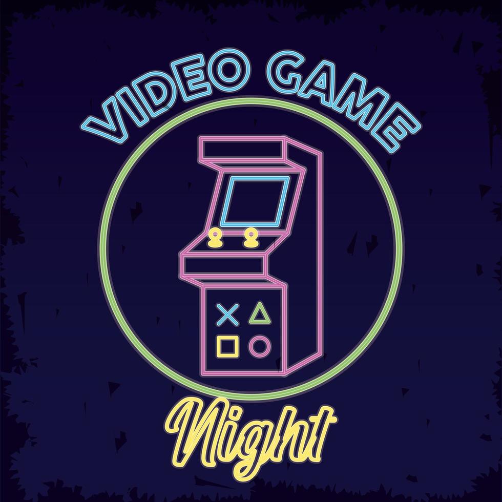 neon retro de videogame com máquina vetor