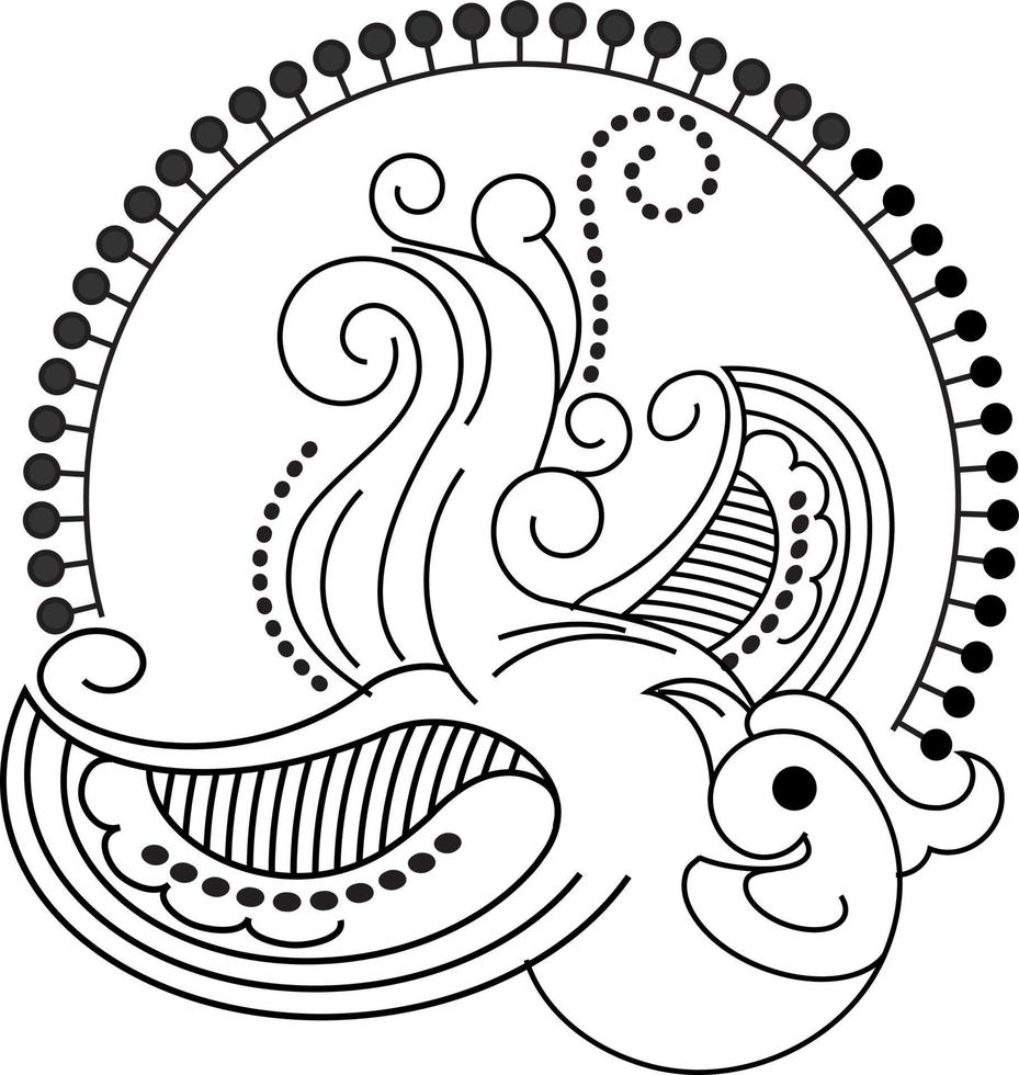 Rangoli tradicional e cultural indiano, alpona, kolam ou arte vetorial de paisley. arte de bengala na índia. para impressão têxtil, logotipo, papel de parede vetor