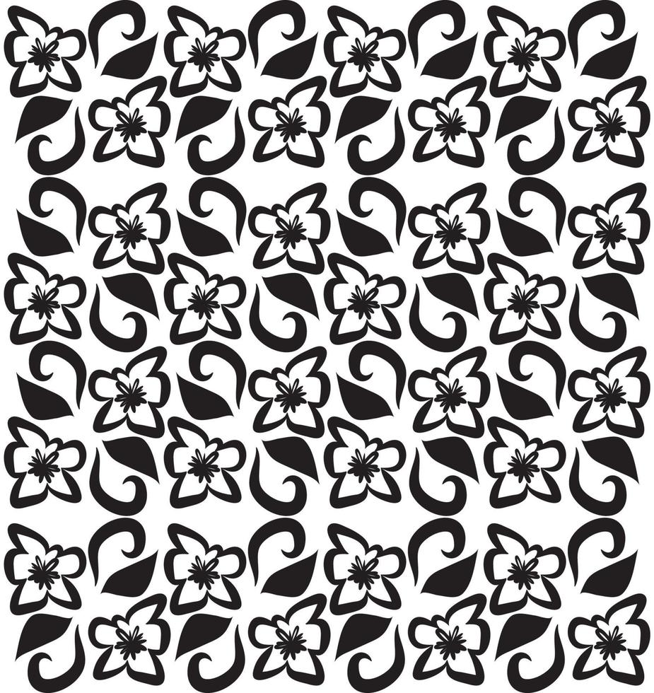 padrão floral preto e branco no estilo doodle vetor