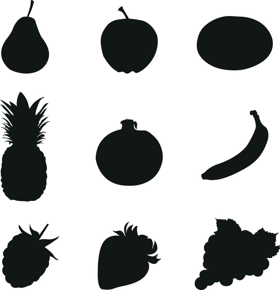 coleção de silhueta de vetor de frutas para logotipos e composições de arte