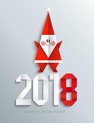 Novo ano 2018 papel cartão com Papai Noel. vetor