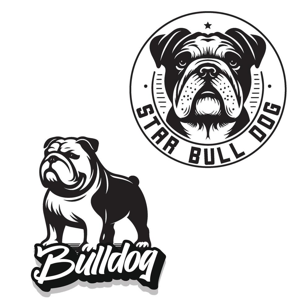 touro cachorro Preto e branco mínimo vetor logotipo