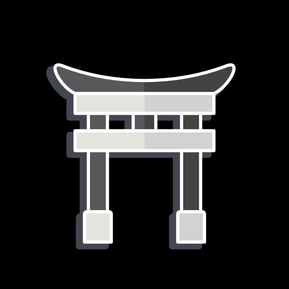 ícone tori portão. relacionado para Japão símbolo. lustroso estilo. simples Projeto ilustração. vetor
