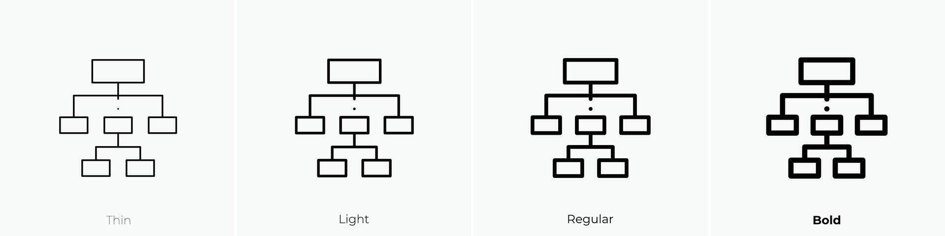 organização ícone. afinar, luz, regular e negrito estilo Projeto isolado em branco fundo vetor