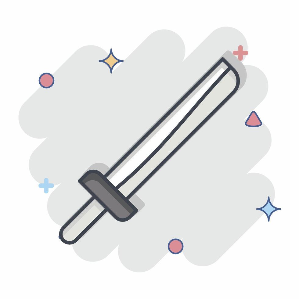 ícone katana. relacionado para Japão símbolo. quadrinho estilo. simples Projeto ilustração. vetor