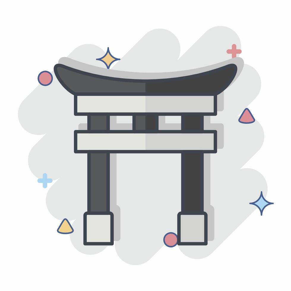 ícone tori portão. relacionado para Japão símbolo. quadrinho estilo. simples Projeto ilustração. vetor