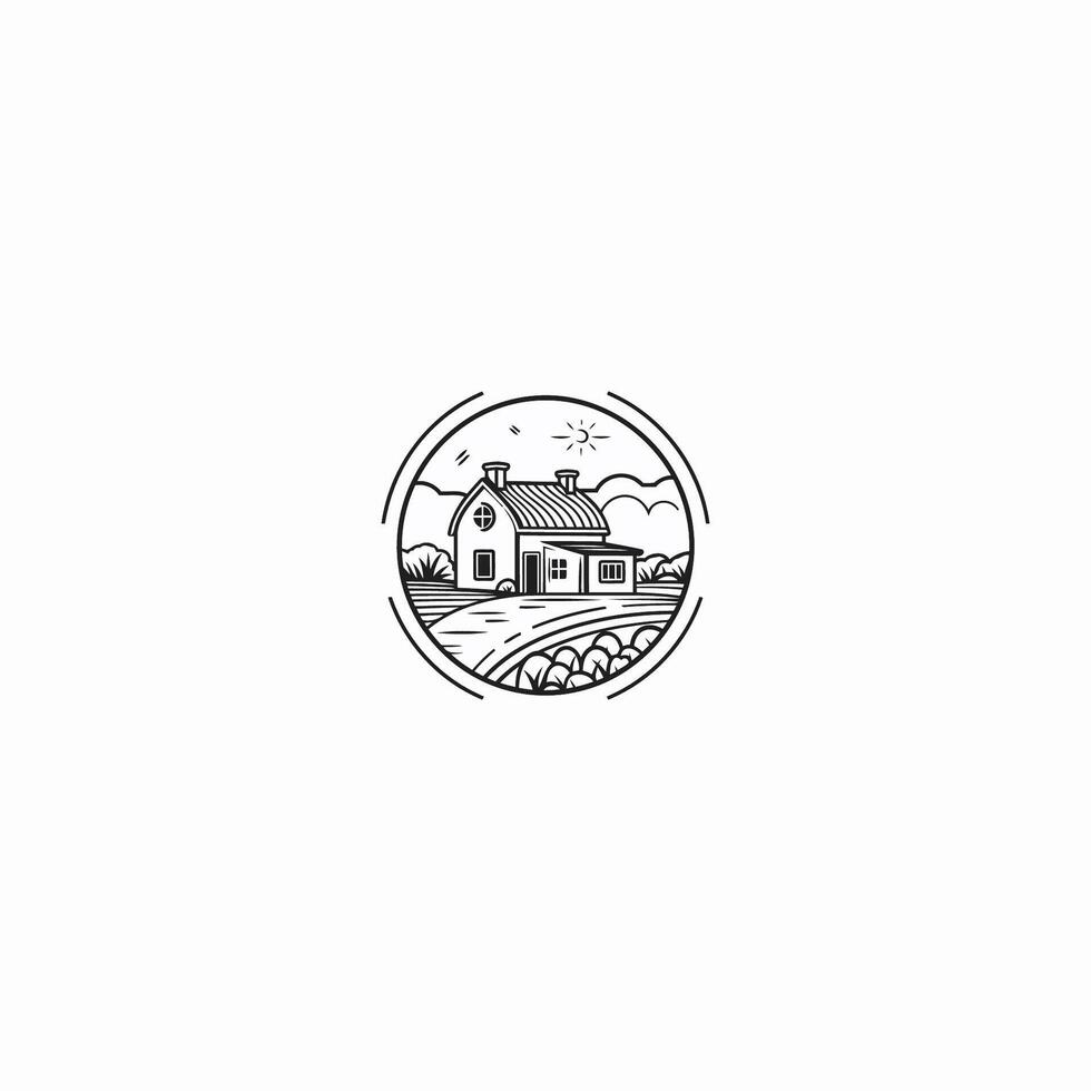 ai gerado Fazenda casa linha arte logotipo ícone Projeto vetor