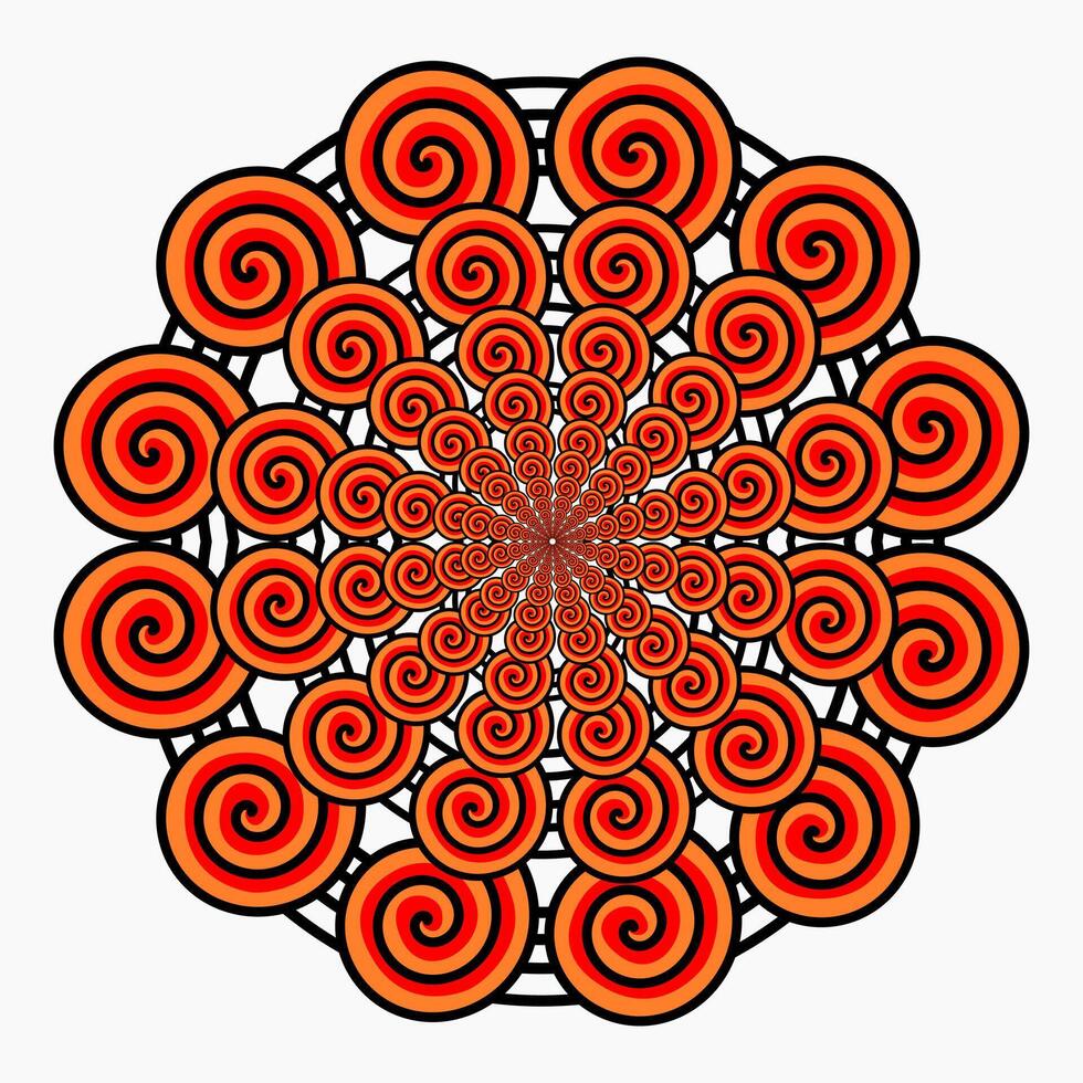 espiral mandala ilustração. simples espiral mandala laranja em a branco fundo vetor