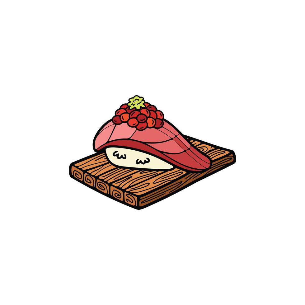 isolar sashimi Sushi japonês Comida plano estilo ilustração vetor