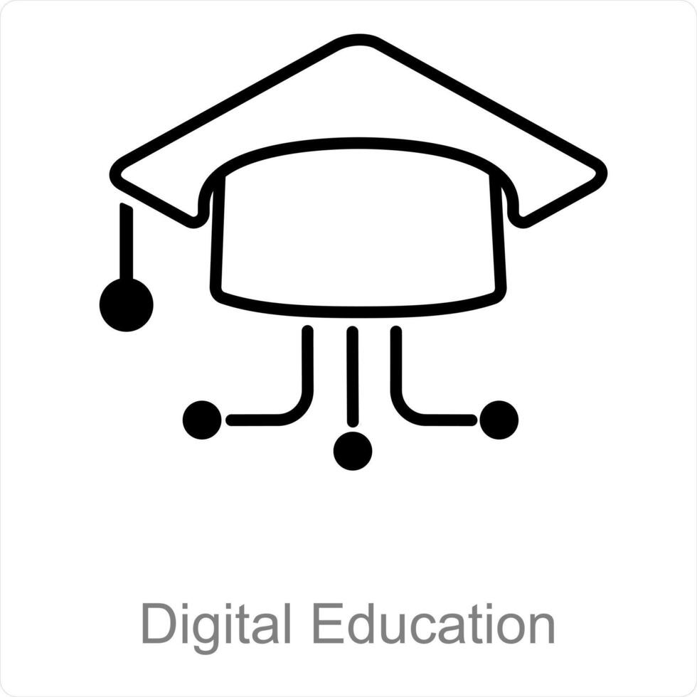 digital Educação e Aprendendo ícone conceito vetor