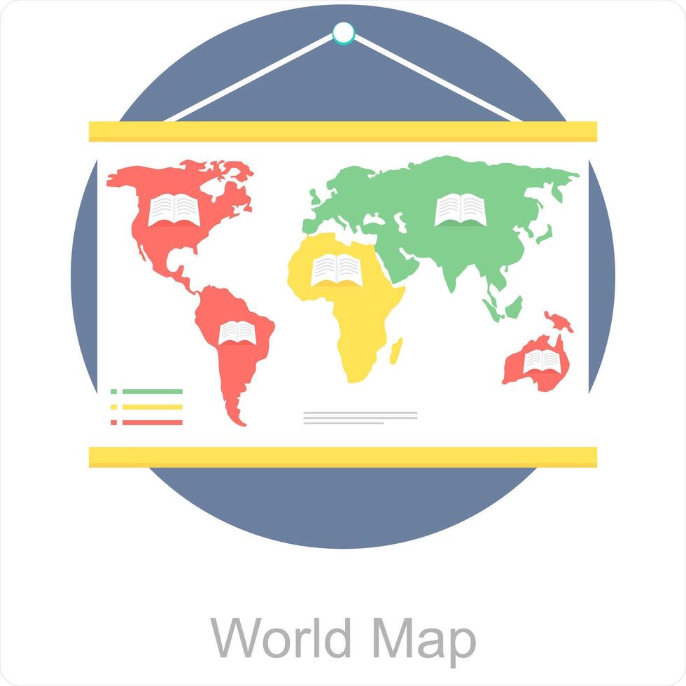 mundo mapa e mapa ícone conceito vetor