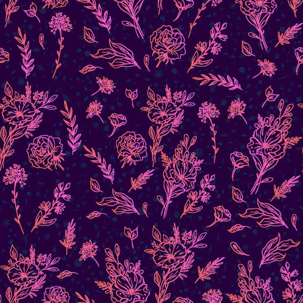 desatado padronizar gradiente floral linha fundo vetor