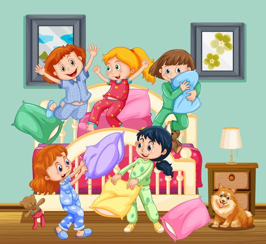 Crianças na festa do pijama vetor