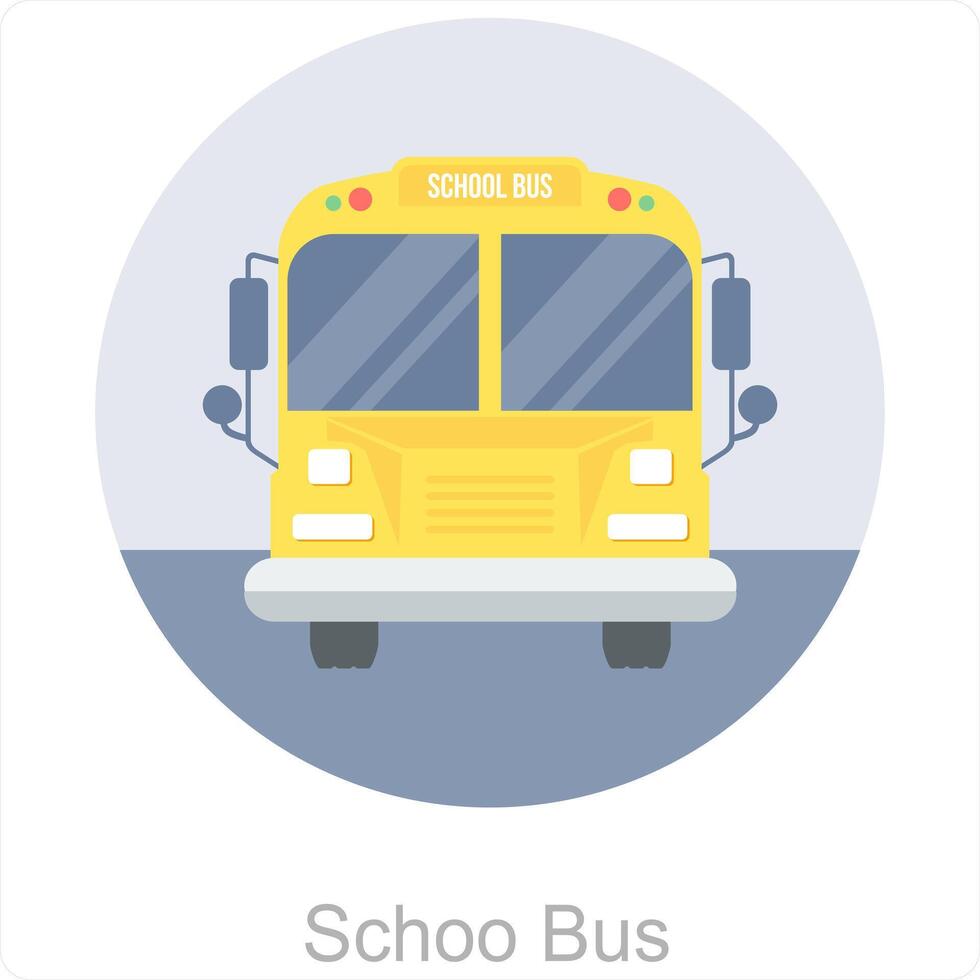 escola ônibus e escola ícone conceito vetor
