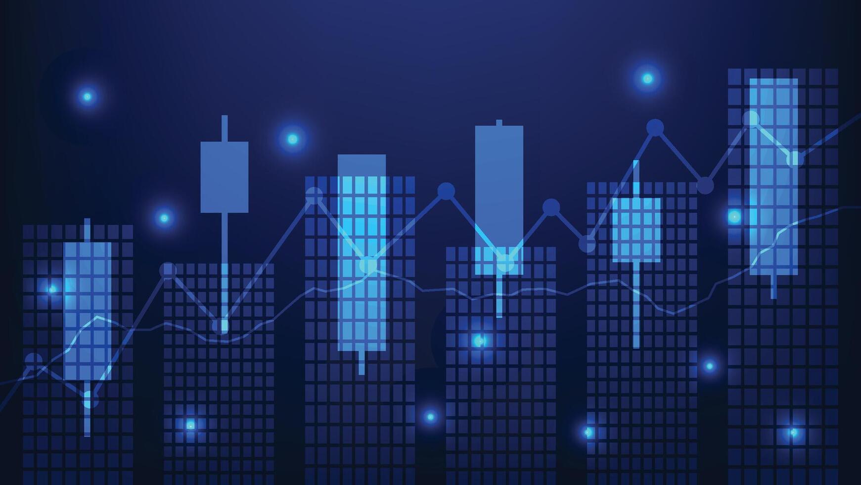 economia crescimento e o negócio finança conceito. estoque mercado gráfico com Barra gráfico em Sombrio azul fundo vetor