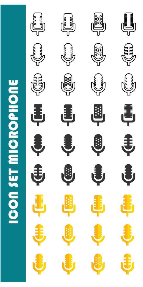 conjunto de ícones do microfone vetor
