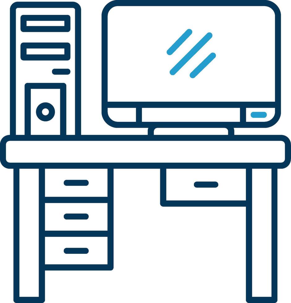 computador linha azul dois cor ícone vetor