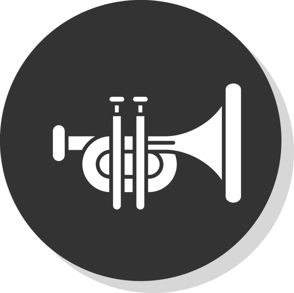 trompete glifo cinzento círculo ícone vetor