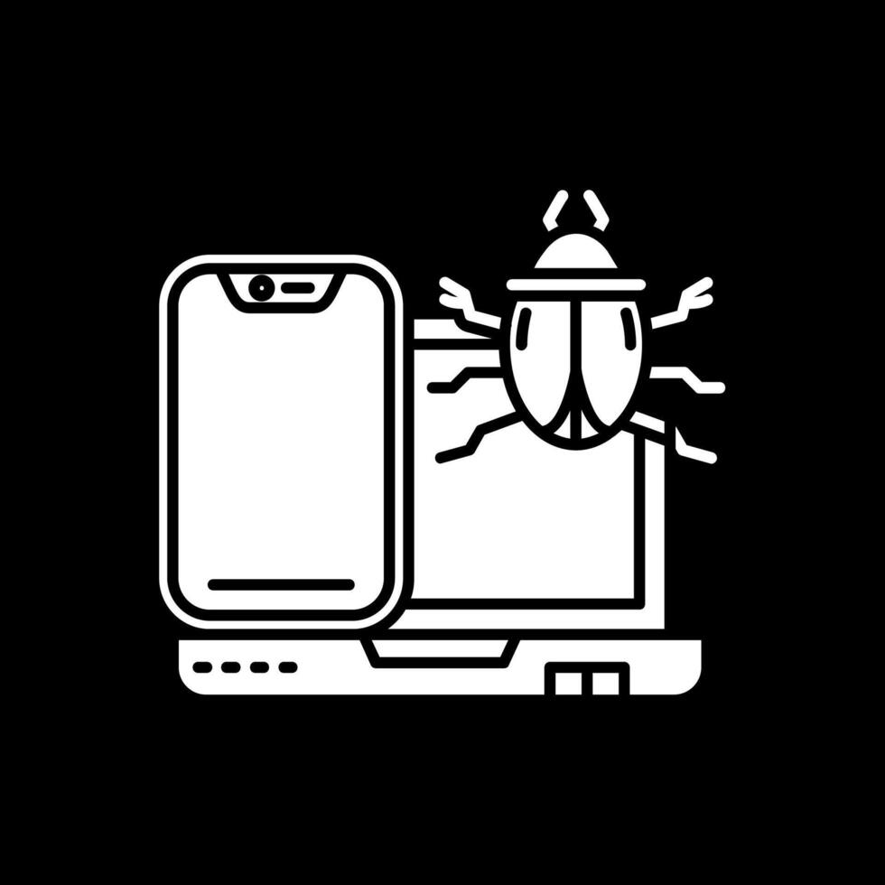ícone invertido de glifo de bug vetor