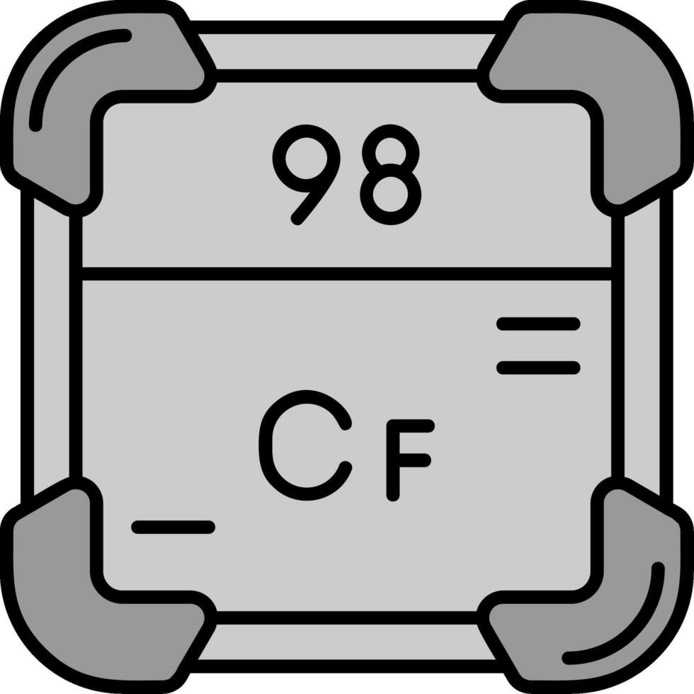 californium linha preenchidas escala de cinza ícone vetor