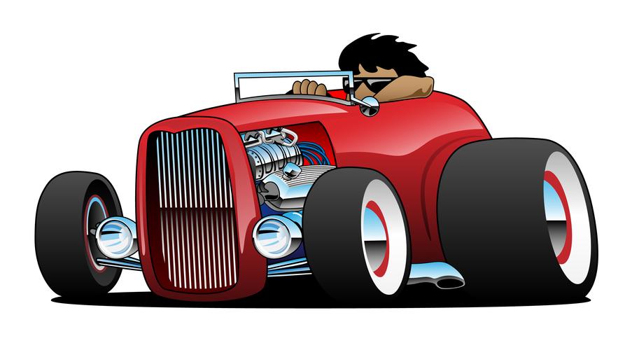 Highboy Hot Rod Roadster com motorista isolado ilustração vetorial vetor