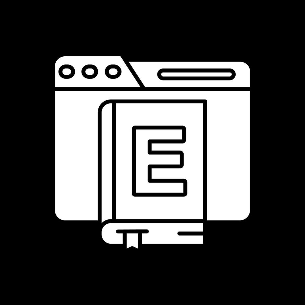 ícone invertido de glifo de ebook vetor