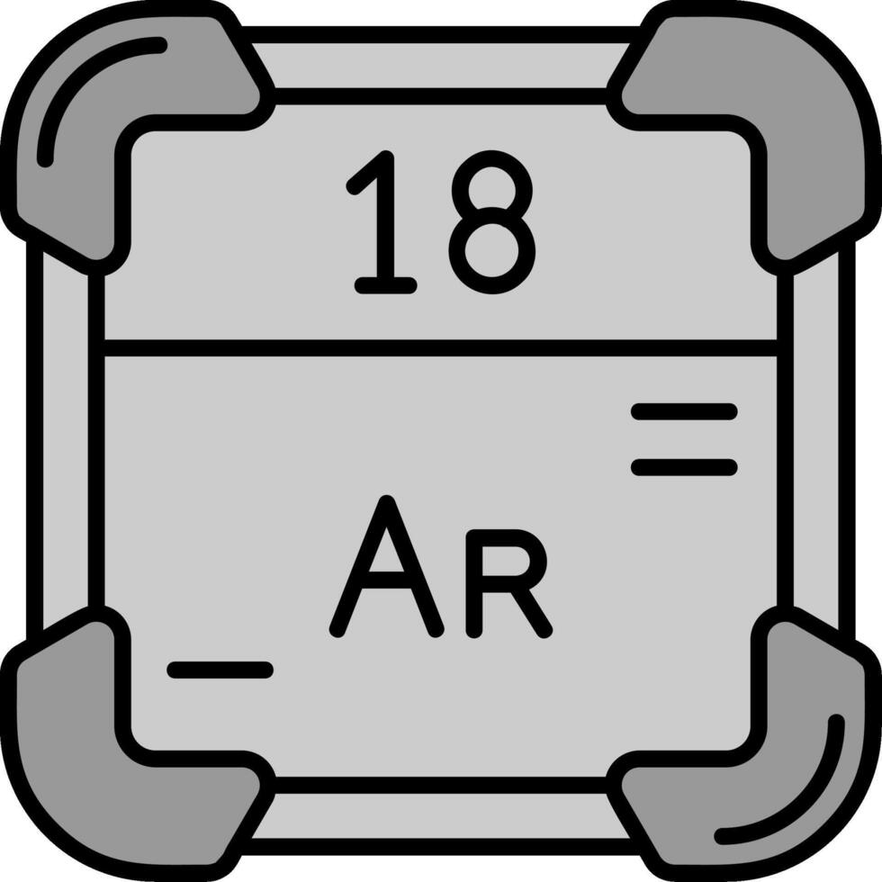 argônio linha preenchidas escala de cinza ícone vetor