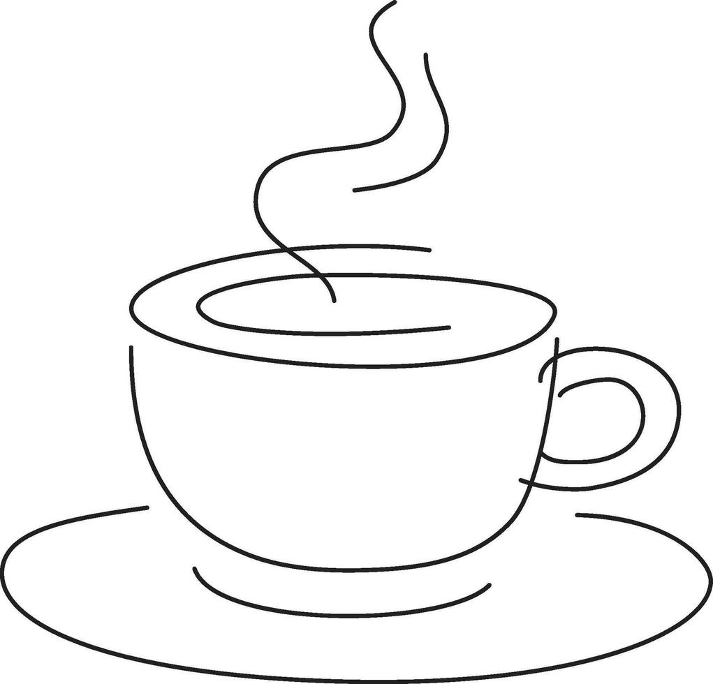 elegante simples 1 linha café copo pausa café da manhã isolado vetor