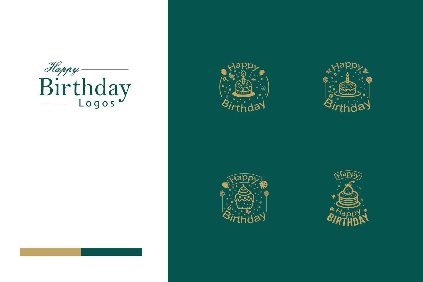 ai gerado feliz aniversário logotipo agrupar vetor