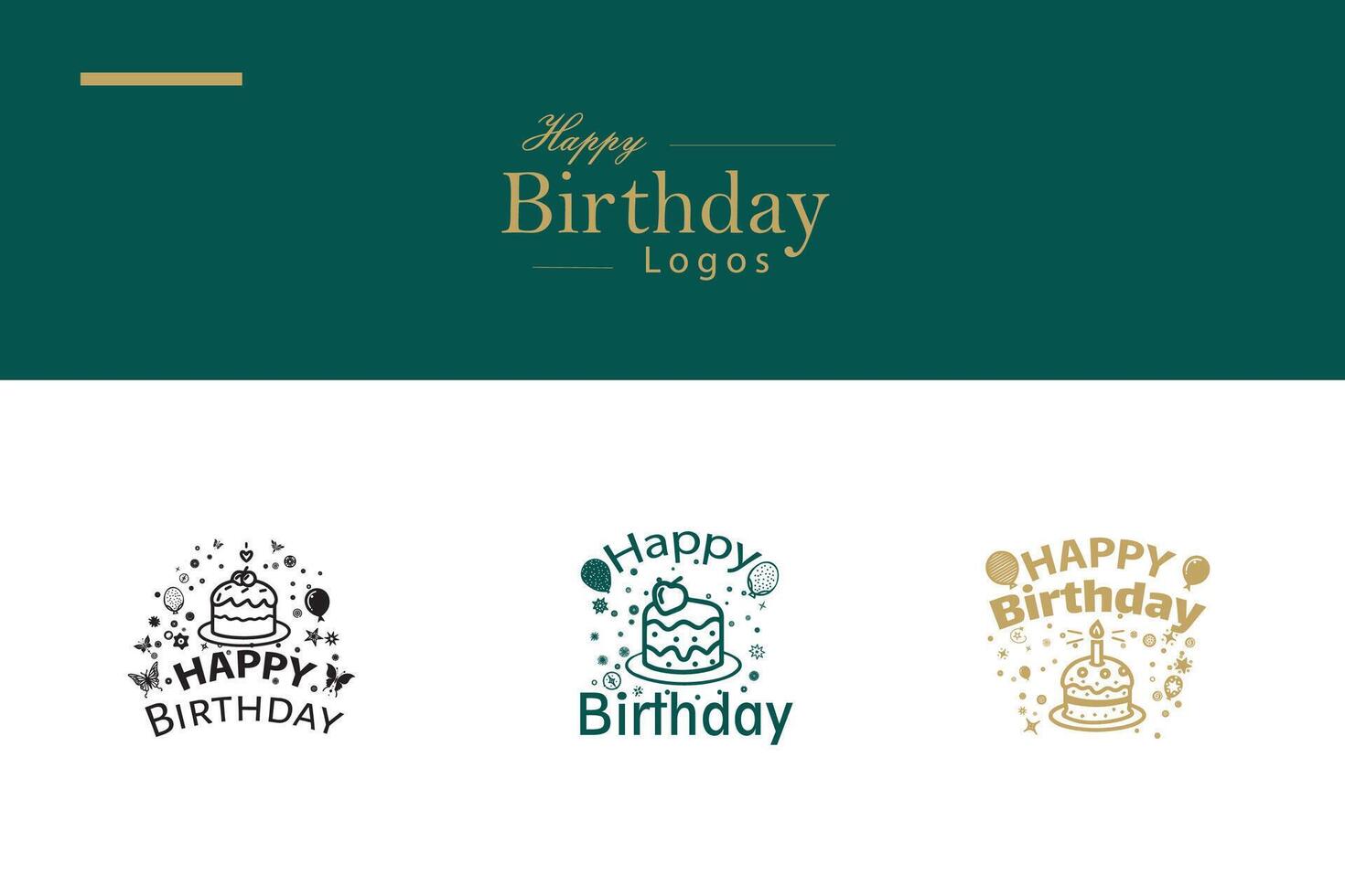 ai gerado feliz aniversário logotipo agrupar vetor