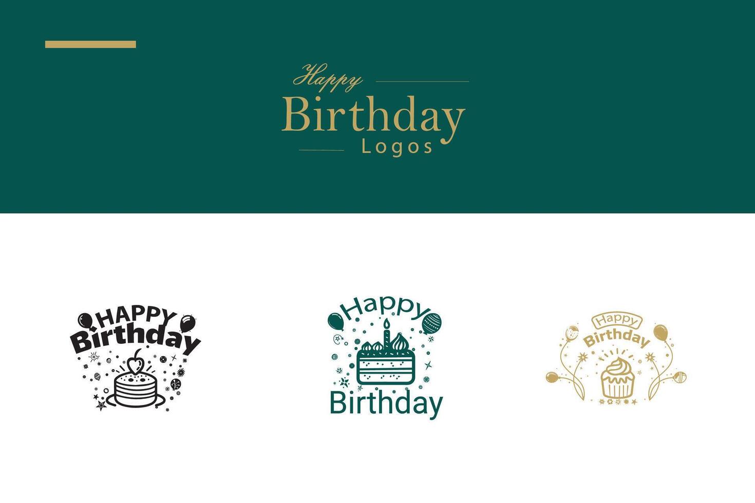 ai gerado feliz aniversário logotipo agrupar vetor