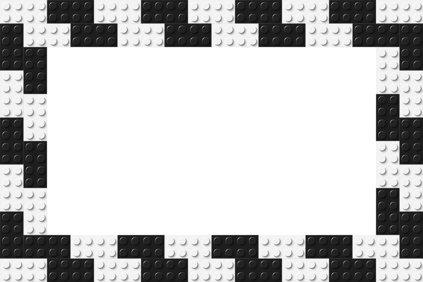 simples quadro, Armação composto do dois linhas do Preto e branco brinquedo blocos. Preto e branco tijolo bandeira. abstrato vetor fundo