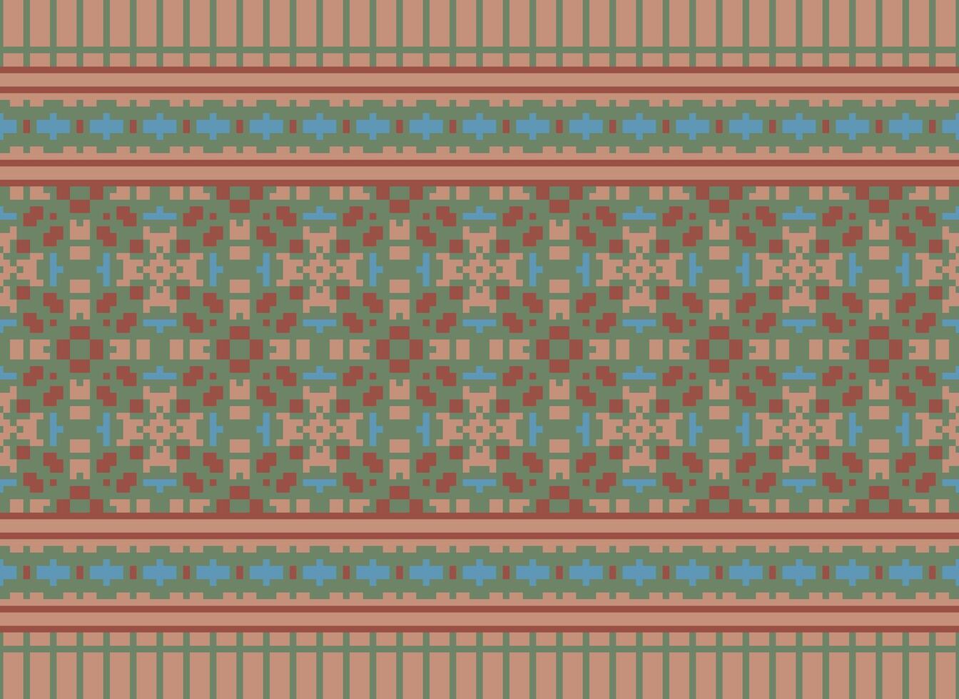 Cruz ponto e pixel étnico padrões trazer vibrante estilo para tecidos, sarees, e ikat desenhos, vermelho cor Cruz ponto. tradicional Projeto. vetor