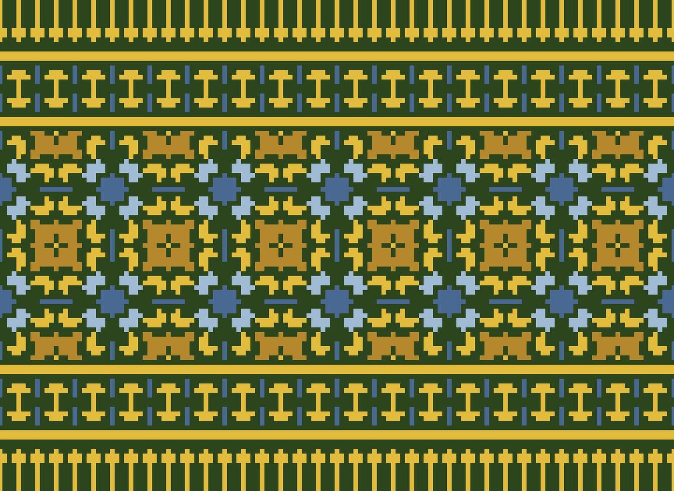 Cruz ponto e pixel étnico padrões trazer vibrante estilo para tecidos, sarees, e ikat desenhos, vermelho cor Cruz ponto. tradicional Projeto. vetor