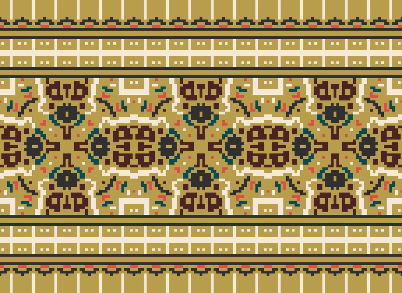 pixel safras Cruz ponto tradicional étnico padronizar paisley flor ikat fundo abstrato asteca africano indonésio indiano desatado padronizar para tecido impressão pano vestir tapete cortinas e sarongue vetor