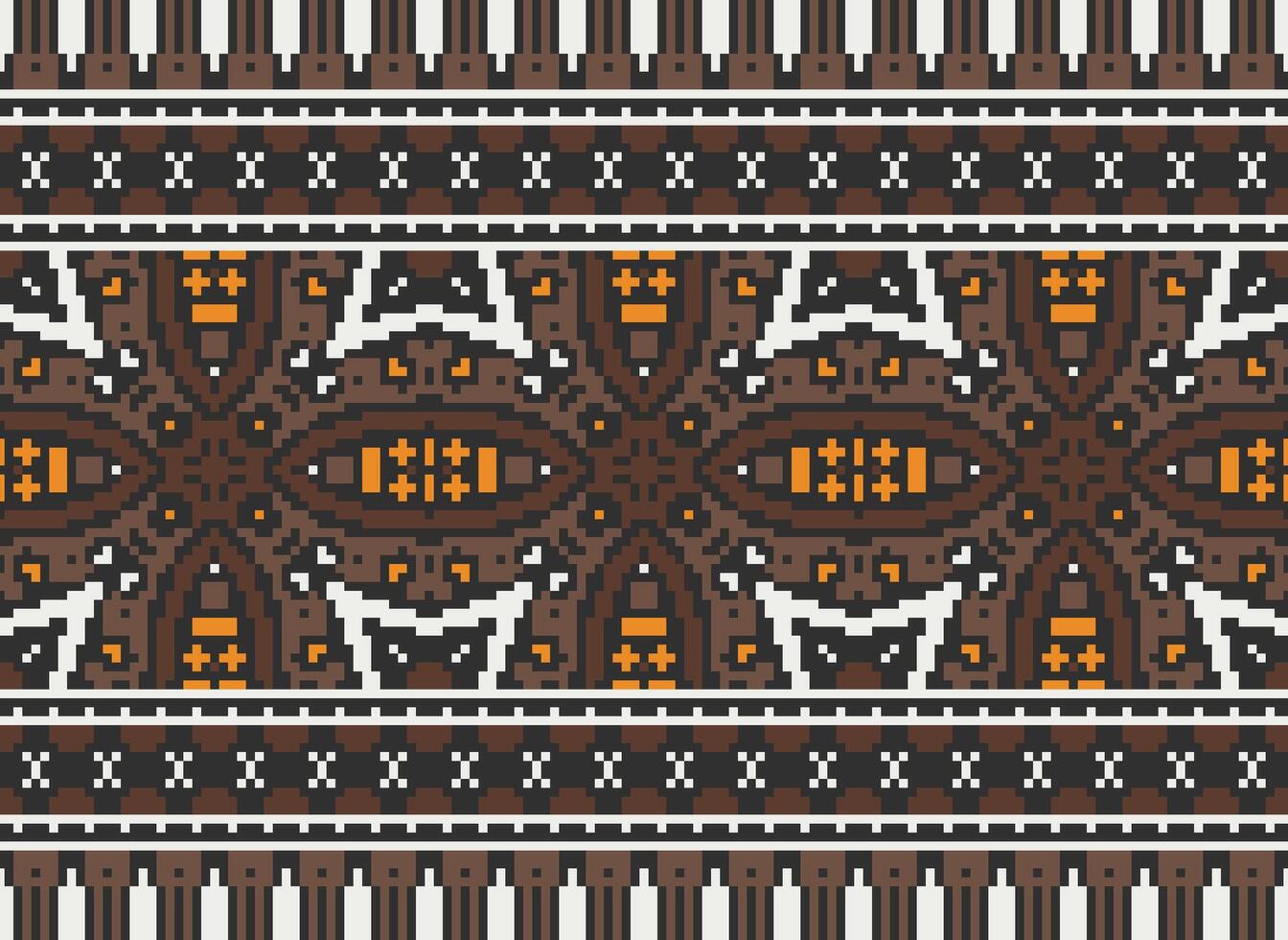 pixel safras Cruz ponto tradicional étnico padronizar paisley flor ikat fundo abstrato asteca africano indonésio indiano desatado padronizar para tecido impressão pano vestir tapete cortinas e sarongue vetor