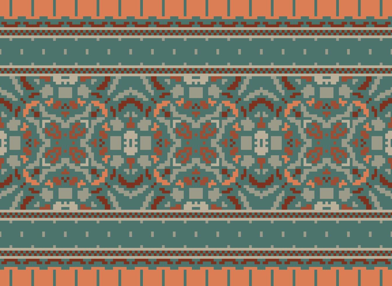 pixel safras Cruz ponto tradicional étnico padronizar paisley flor ikat fundo abstrato asteca africano indonésio indiano desatado padronizar para tecido impressão pano vestir tapete cortinas e sarongue vetor