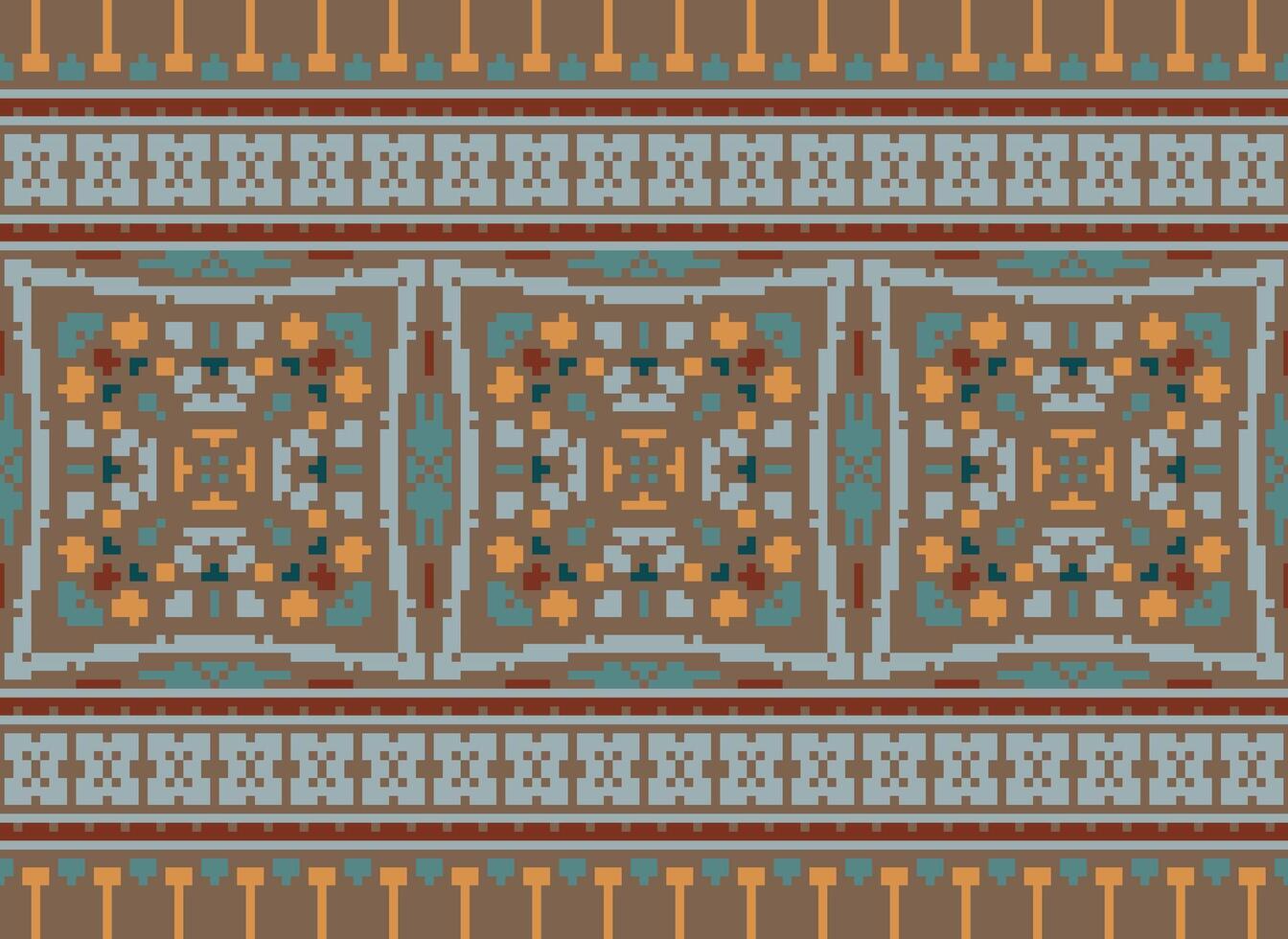 pixel safras Cruz ponto tradicional étnico padronizar paisley flor ikat fundo abstrato asteca africano indonésio indiano desatado padronizar para tecido impressão pano vestir tapete cortinas e sarongue vetor