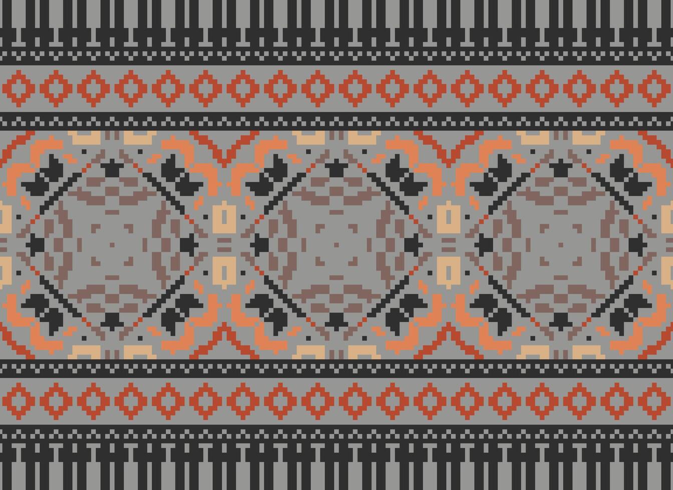 pixel safras Cruz ponto tradicional étnico padronizar paisley flor ikat fundo abstrato asteca africano indonésio indiano desatado padronizar para tecido impressão pano vestir tapete cortinas e sarongue vetor