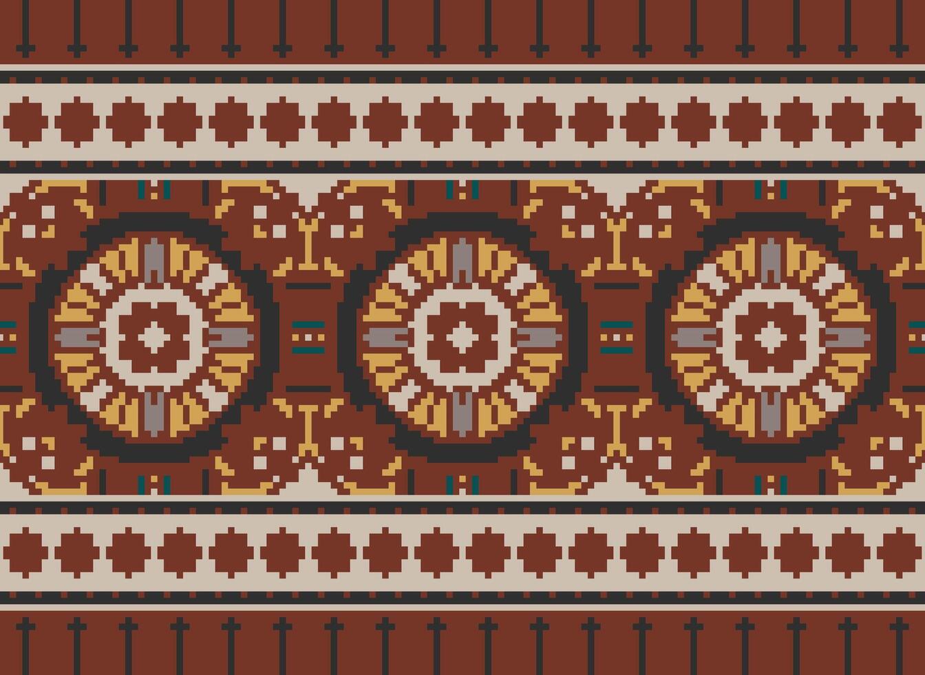 pixel Cruz ponto tradicional étnico padronizar paisley flor ikat fundo abstrato asteca africano indonésio indiano desatado padronizar para tecido impressão pano vestir tapete cortinas e sarongue vetor