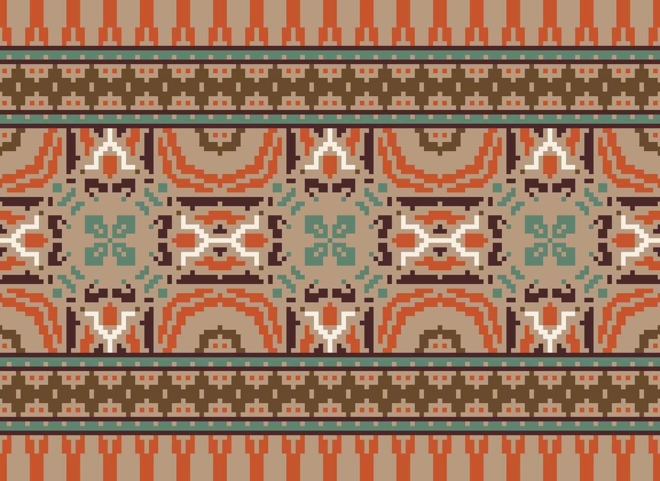 pixel Cruz ponto tradicional étnico padronizar paisley flor ikat fundo abstrato asteca africano indonésio indiano desatado padronizar para tecido impressão pano vestir tapete cortinas e sarongue vetor