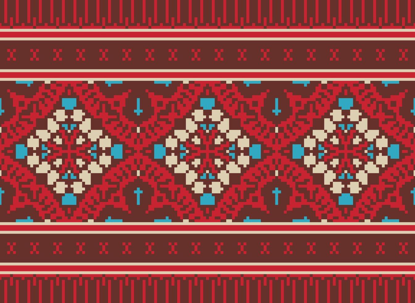 pixel Cruz ponto tradicional étnico padronizar paisley flor ikat fundo abstrato asteca africano indonésio indiano desatado padronizar para tecido impressão pano vestir tapete cortinas e sarongue vetor