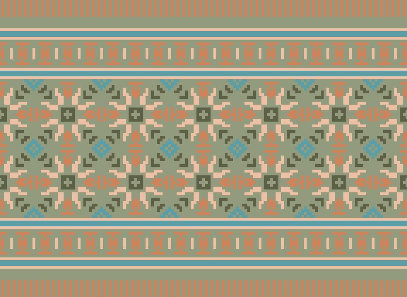 pixel Cruz ponto tradicional étnico padronizar paisley flor ikat fundo abstrato asteca africano indonésio indiano desatado padronizar para tecido impressão pano vestir tapete cortinas e sarongue vetor