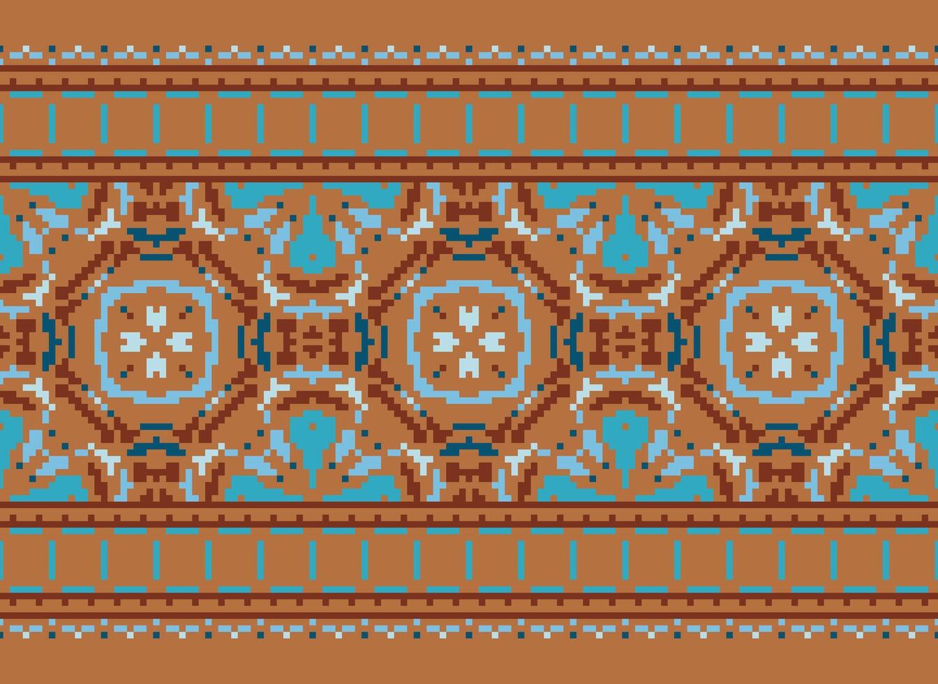 pixel Cruz ponto tradicional étnico padronizar paisley flor ikat fundo abstrato asteca africano indonésio indiano desatado padronizar para tecido impressão pano vestir tapete cortinas e sarongue vetor