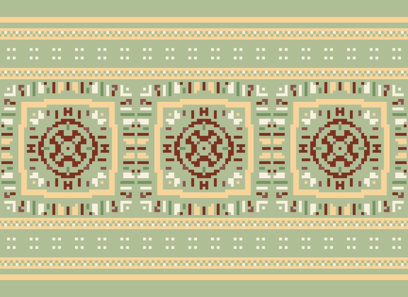 pixel Cruz ponto bordado. étnico padrões. nativo estilo. tradicional Projeto para textura, têxtil, tecido, roupas, malhas, imprimir. geométrico pixel horizontal desatado vetor. vetor