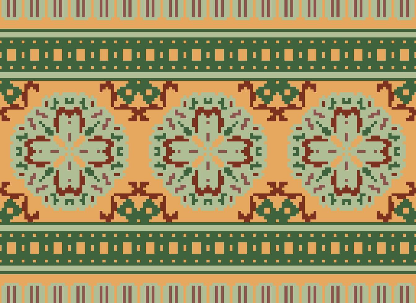 pixel Cruz ponto bordado. étnico padrões. nativo estilo. tradicional Projeto para textura, têxtil, tecido, roupas, malhas, imprimir. geométrico pixel horizontal desatado vetor. vetor